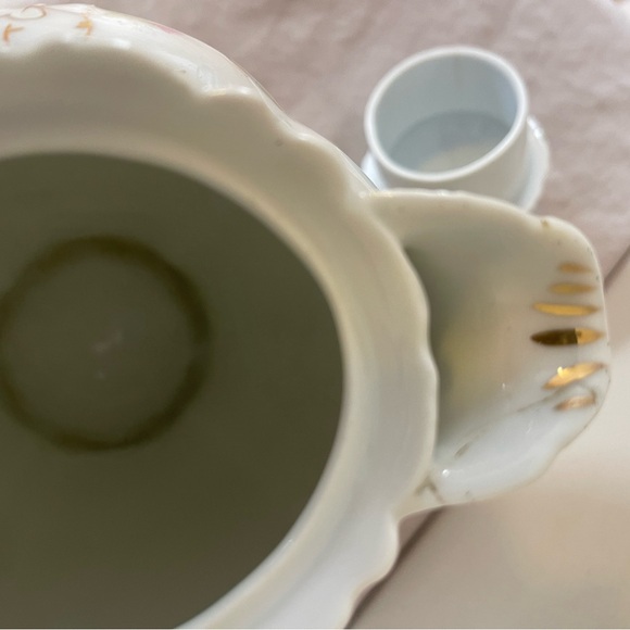Dresden Germany Antique Porcelain Teapot Coffee Chocolate Pot Pitcher Roses Gold - Picture 15 of 16